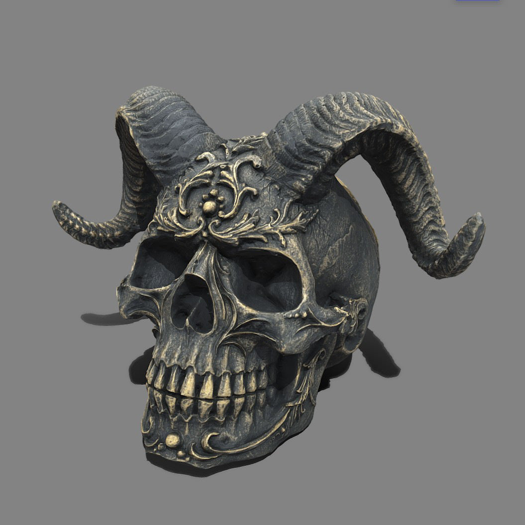 Ram horns skull dark gothic style punk style satanic sculpture crafts ornaments