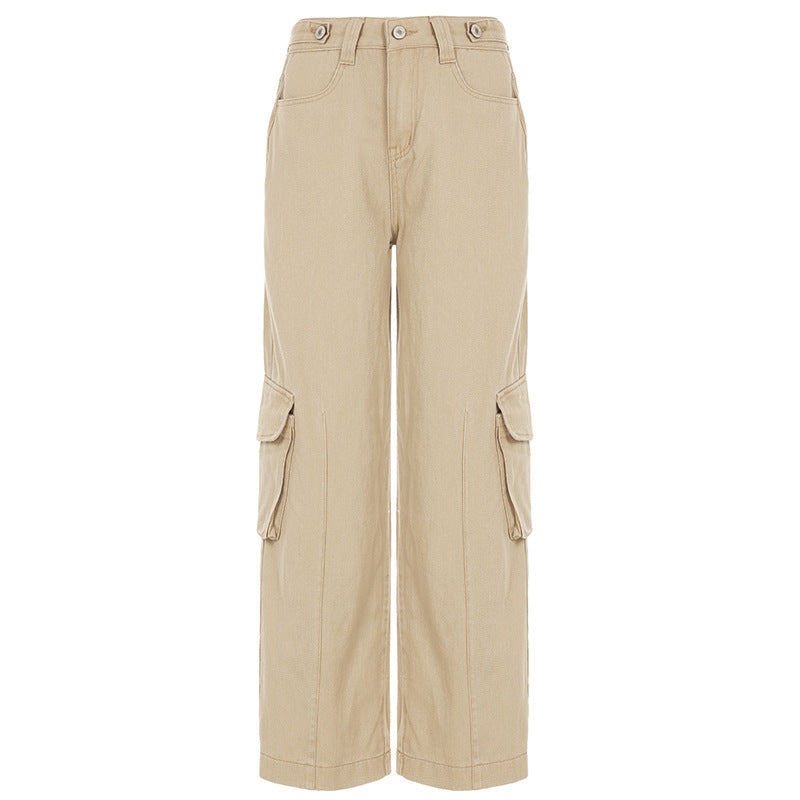 Khakifarbene Hose mit geradem Bein