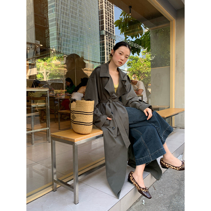 British style loose windbreaker jacket for women
