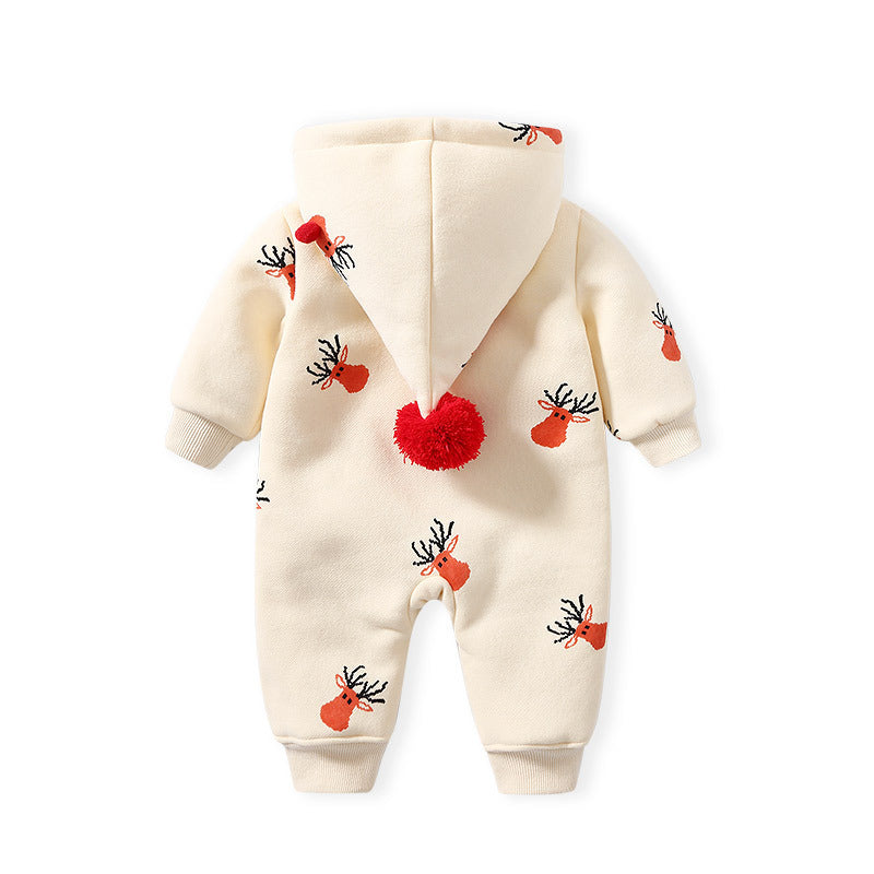 Khakifarbene, wattierte, warme Babykleidung