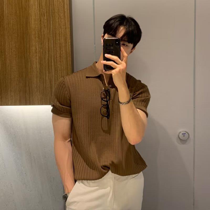 Polo Solid Strick-Kurzarm-T-Shirt