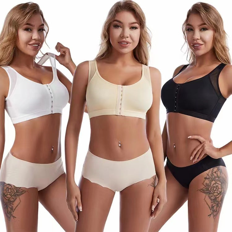 Front Buckle Closed Sports Bra Plus Size