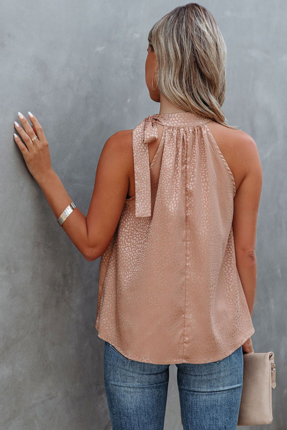 Elegantes, rosa ärmelloses Tanktop mit Leopardenmuster