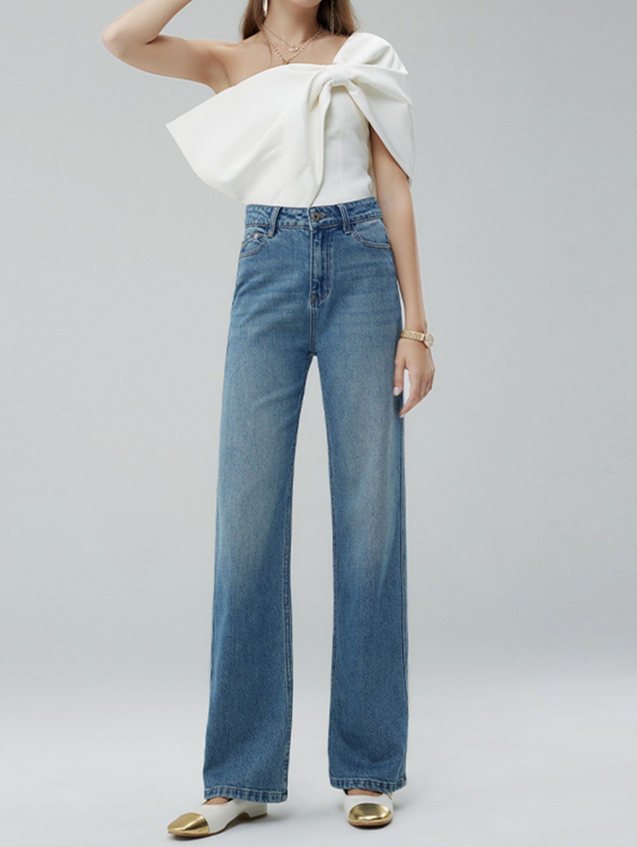 Denim Straight leg High waist Jeans