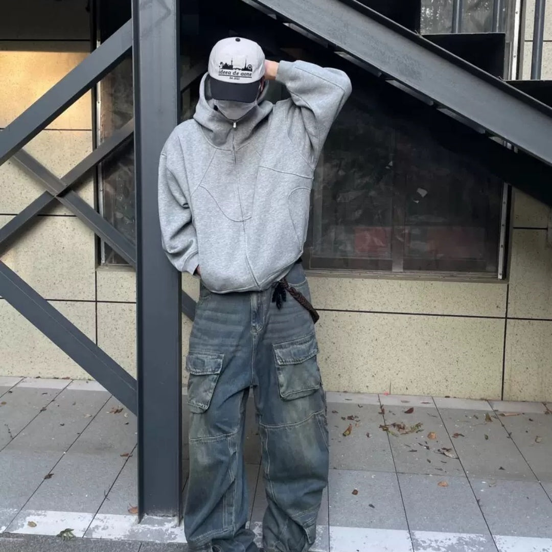 Men's Loose American Hooded Turtleneck
