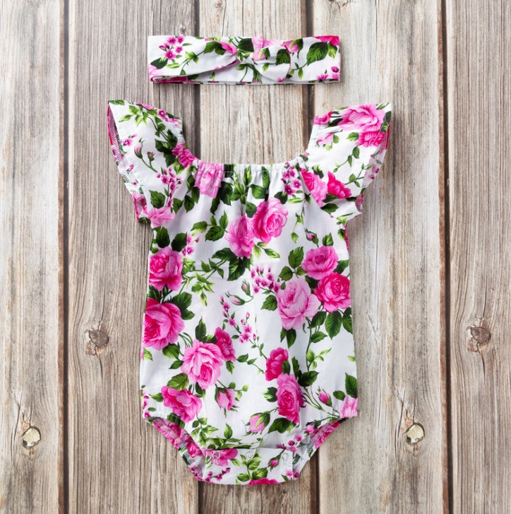Strampler mit Blumenmuster für Baby Mädchen