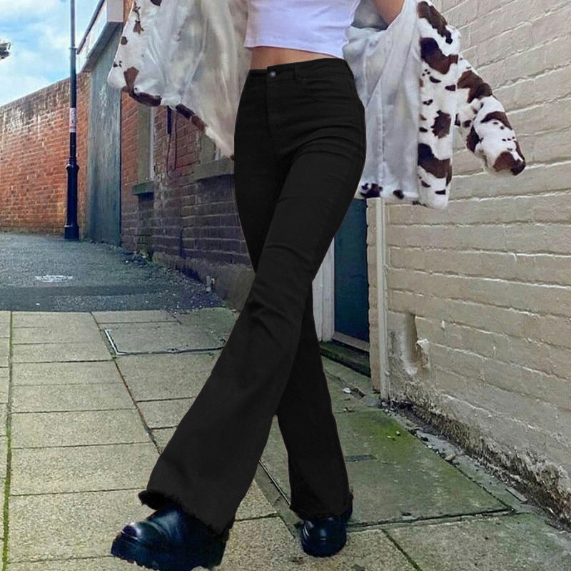 Enge Hose mit hoher Taille und weitem Bein