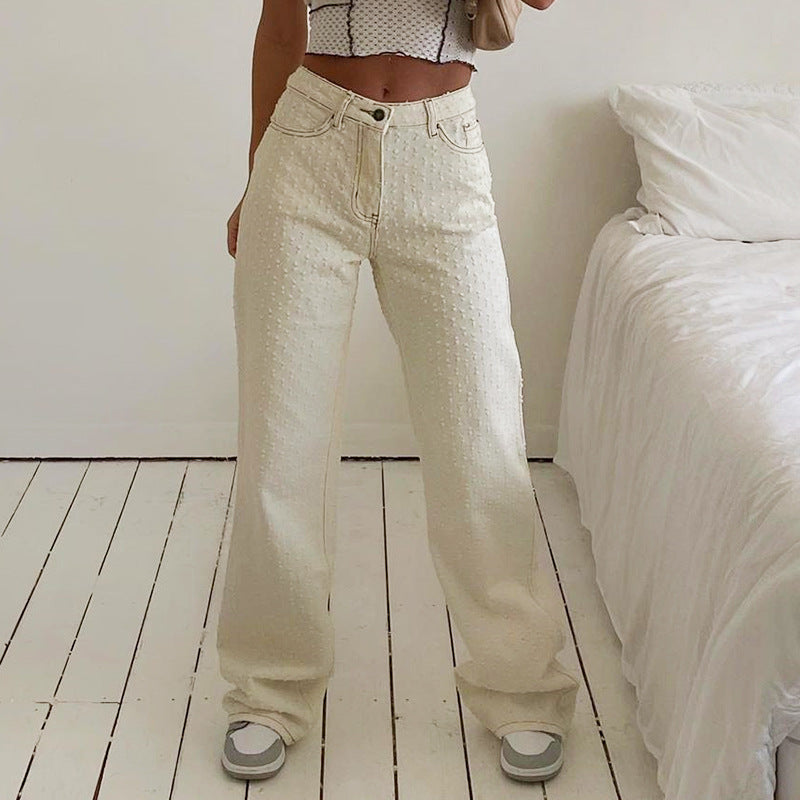 Damen Hose, gewaschen, gerade, dünne Jeans