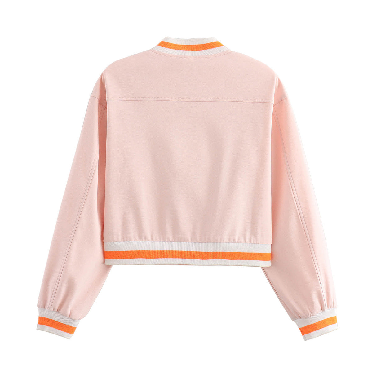 Standing collar double pocket short baseball jacket