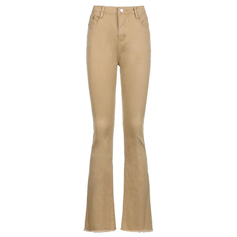 Enge Hose mit hoher Taille und weitem Bein