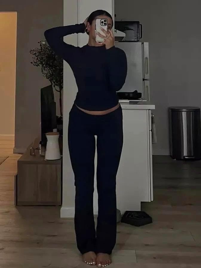 Long Sleeved Foldable Flared Pants Sets