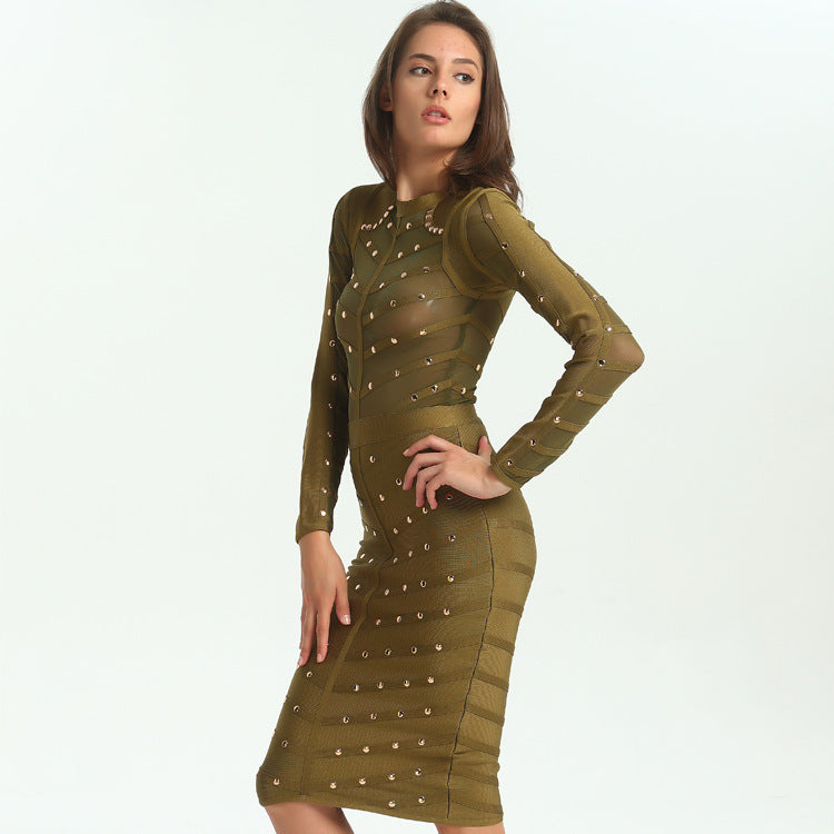 Lapel Long-sleeved hot dresses
