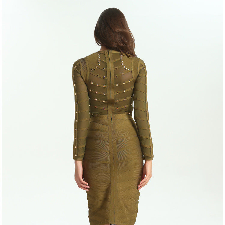 Lapel Long-sleeved hot dresses
