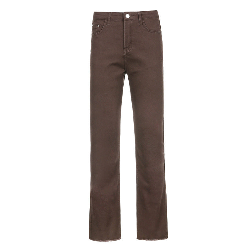 Enge Hose mit hoher Taille und weitem Bein