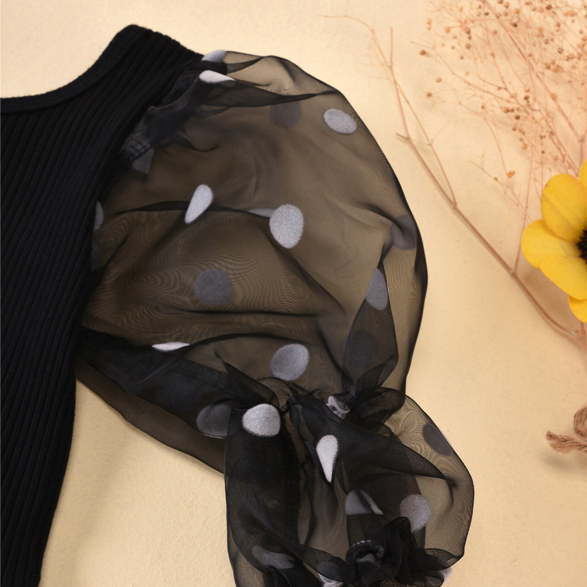 Children'S Clothing Dot Mesh Sleeves Set