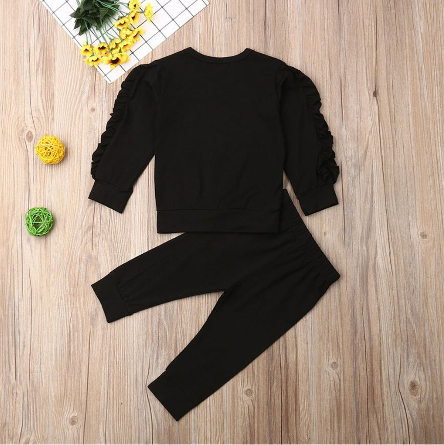 Baby Mädchen Langarm Sweatshirt Set mit Rüschen
