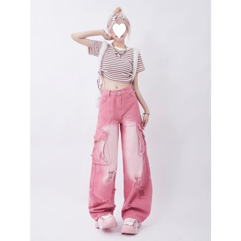 Pink Jeans Side pockets