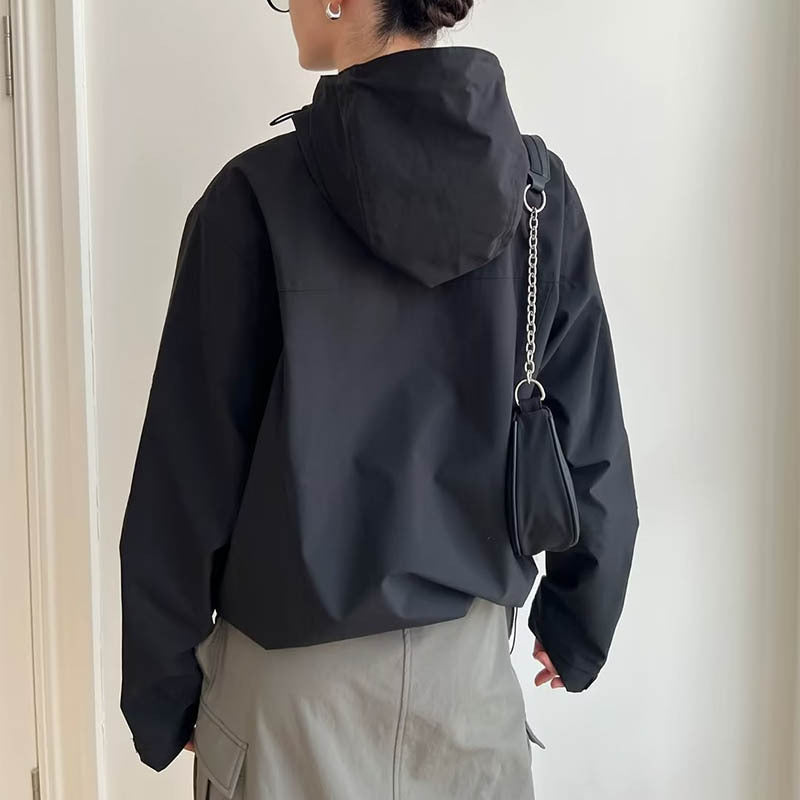 Solid Color Zip-up Jacket Waterproof