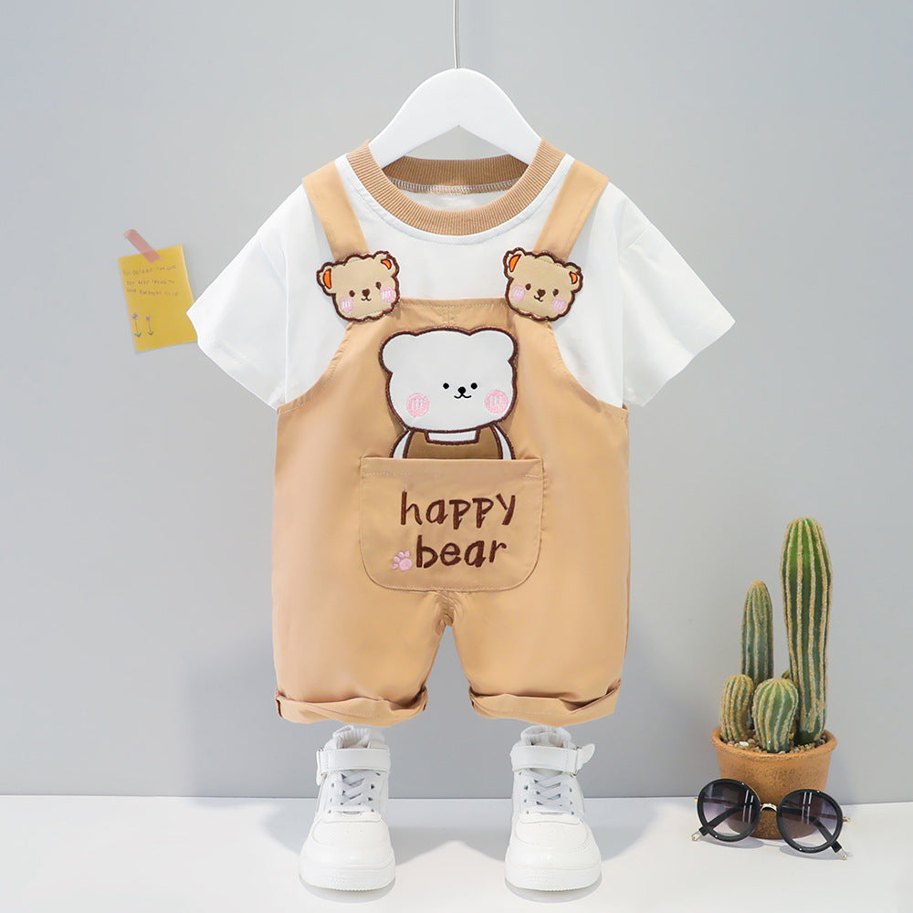 Baby Overall mit Cartoon Muster und kurzen Ärmeln