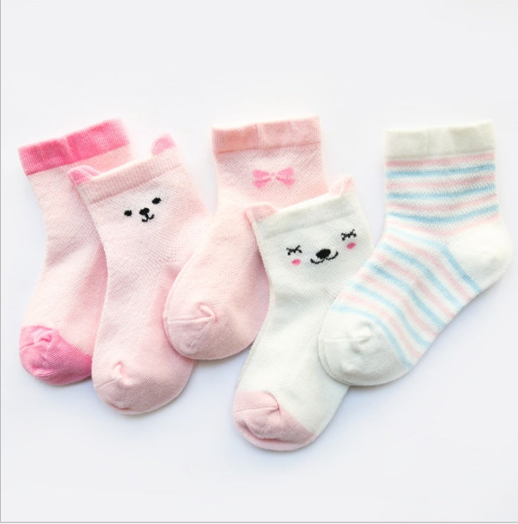 Kindersocken 5er-Pack Farben Atmungsaktive Baumwollsocken