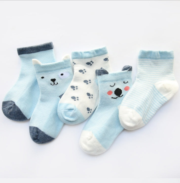 Kindersocken 5er-Pack Farben Atmungsaktive Baumwollsocken