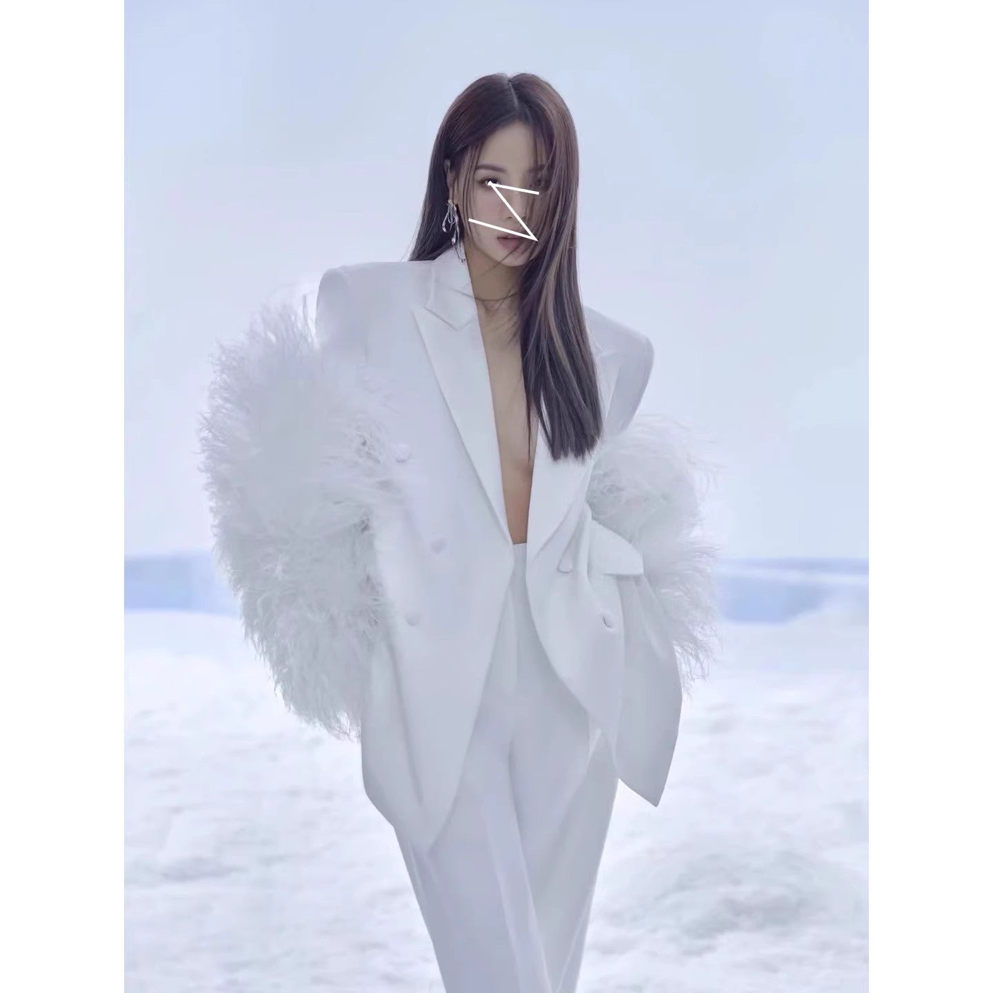 White Feather Personality Blazer