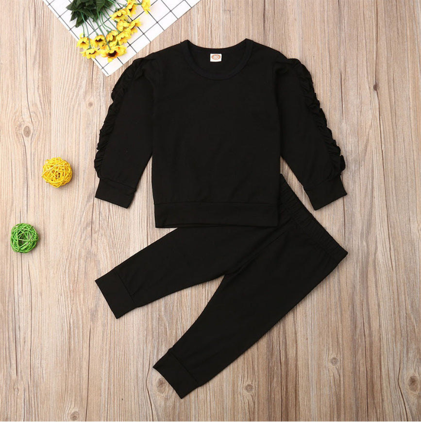 Baby Mädchen Langarm Sweatshirt Set mit Rüschen