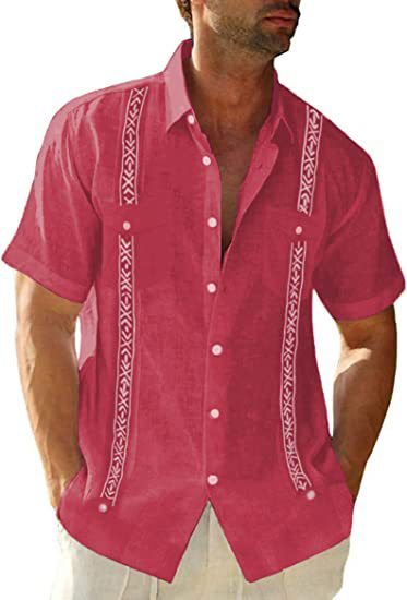 Lässiges kubanisches Guayabera-Hemd für Herren, Streetwear-Designer