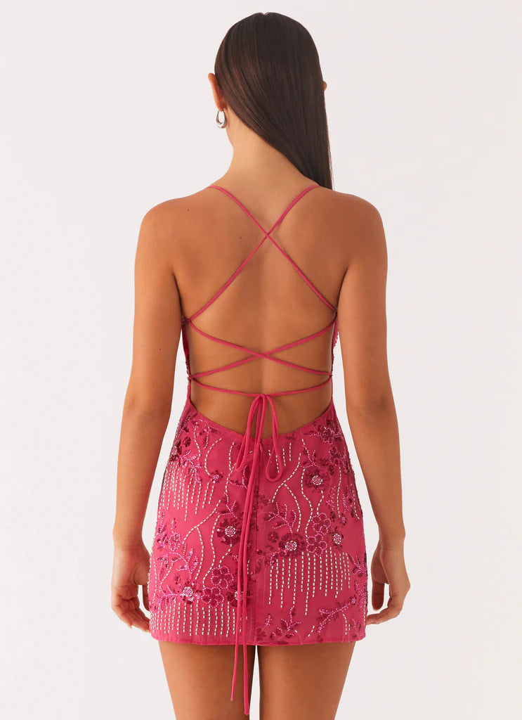 Colorful Sexy Back Strap Dress