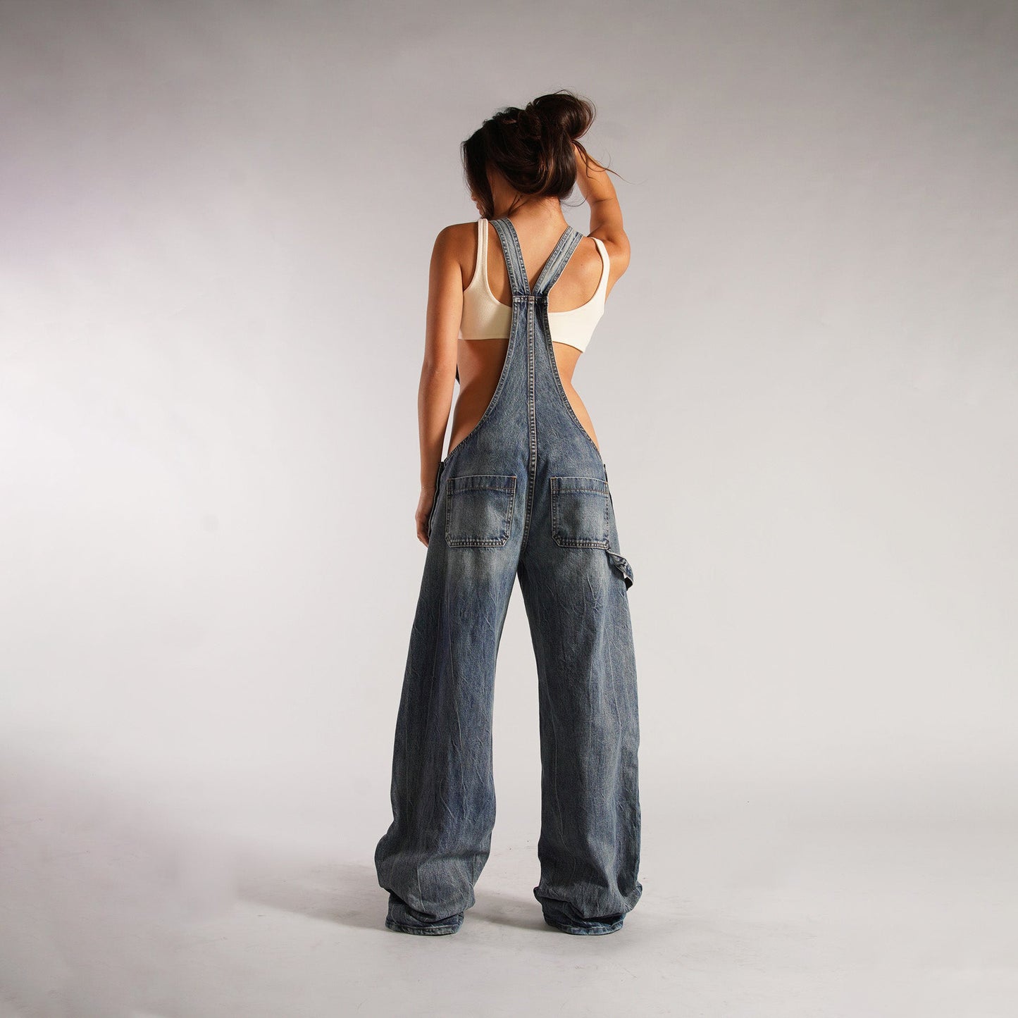 Y2K Zipper Denim Overalls Jumpsuit Jeans