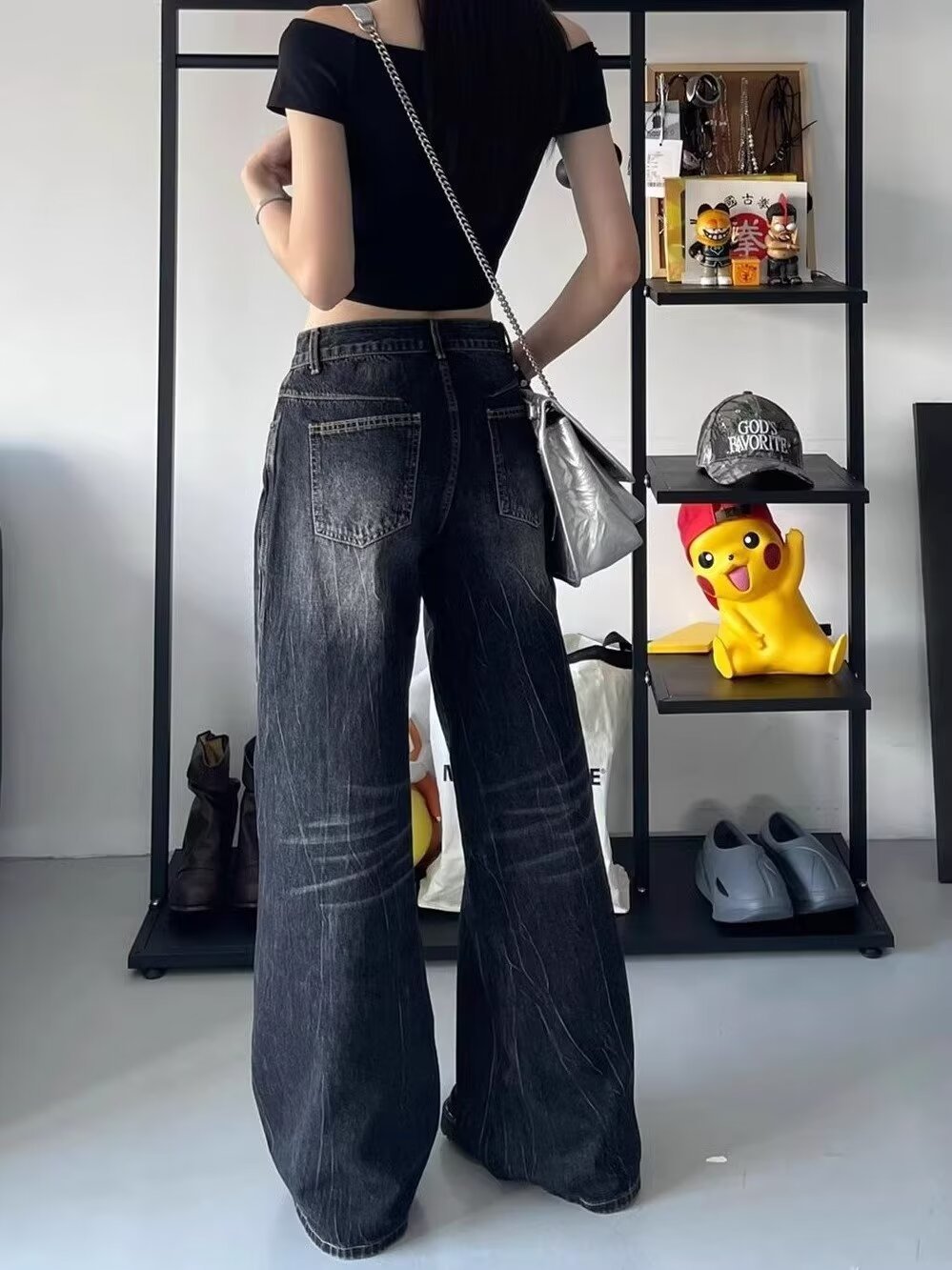 Black Low Waist Oversize Jeans
