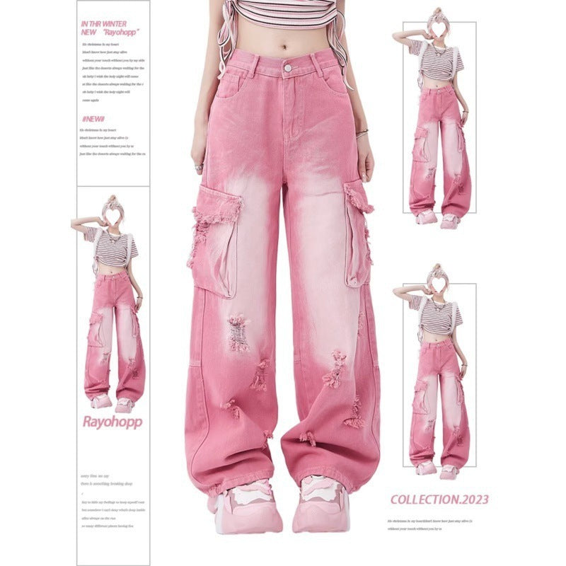 Pink Jeans Side pockets