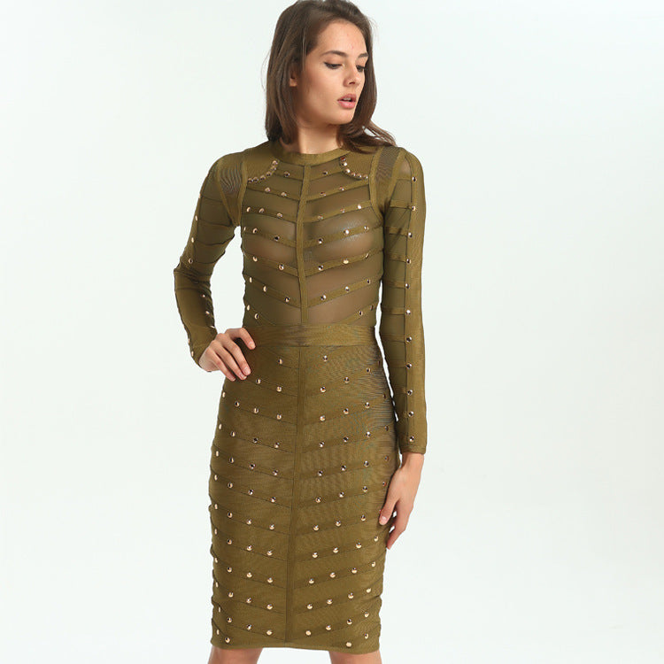 Lapel Long-sleeved hot dresses