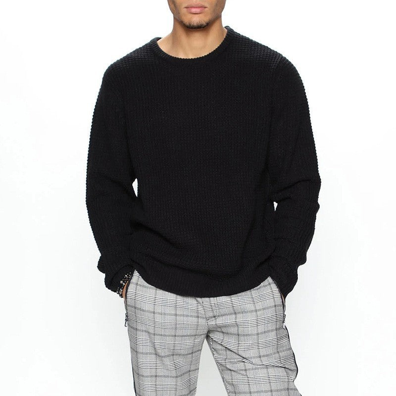 Langarm Rundhals Casual Herren Loose