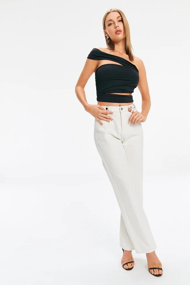 Oblique Shoulder Strap Tank Tops