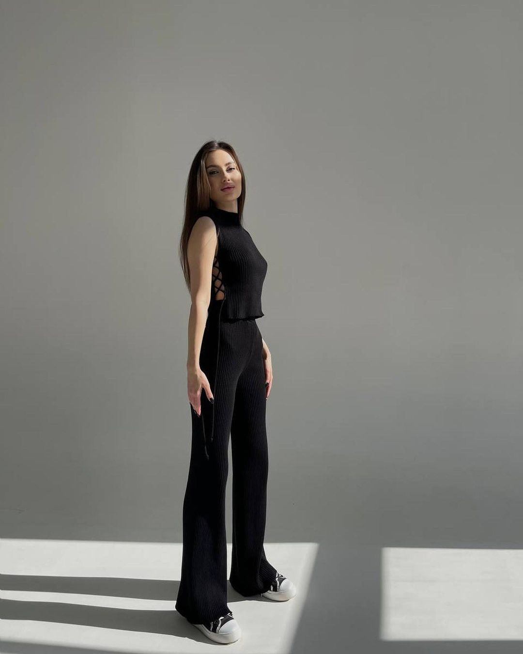 Knitted Woven Vest Pants Fashion Set