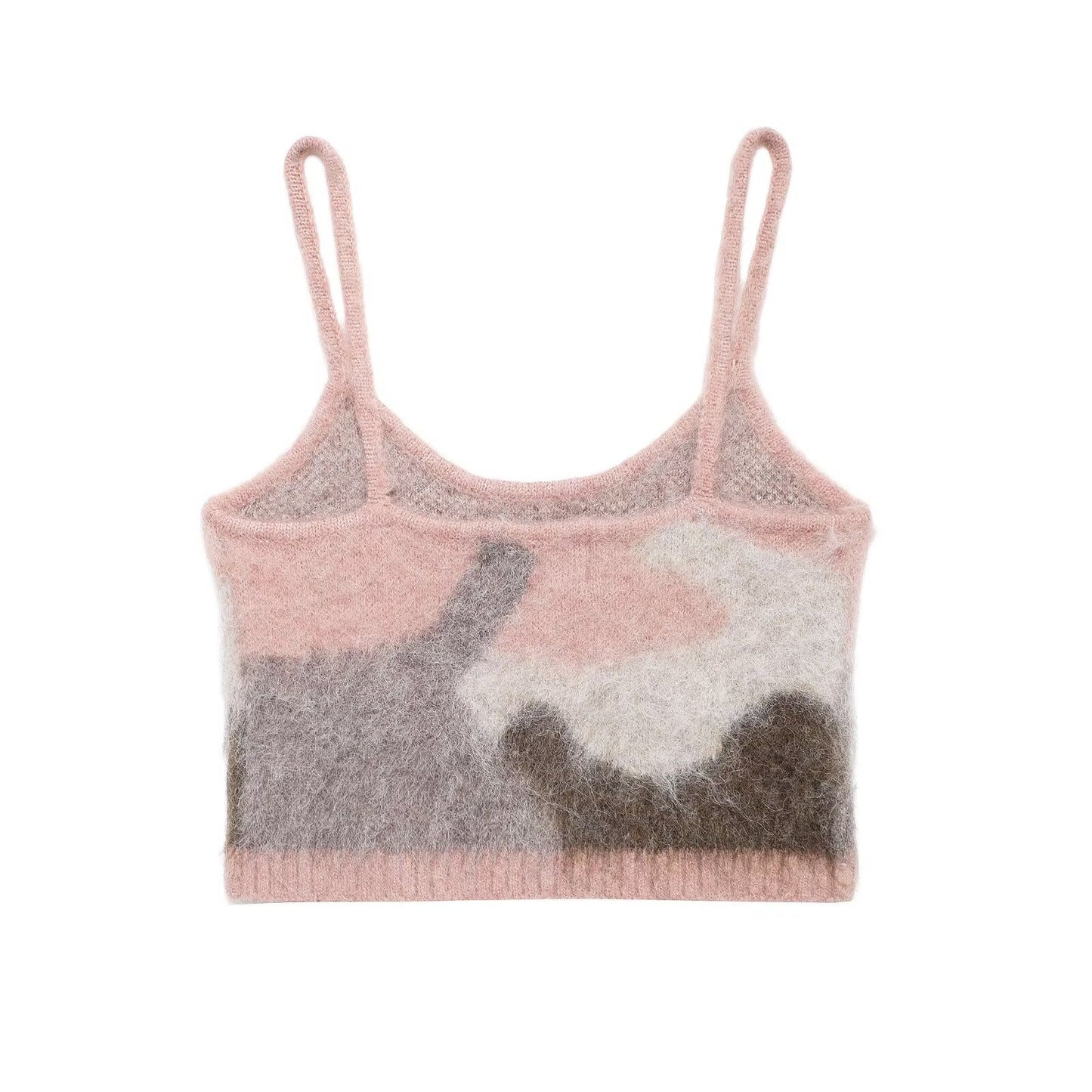 Two piece set of contrasting knitted jacket and suspender