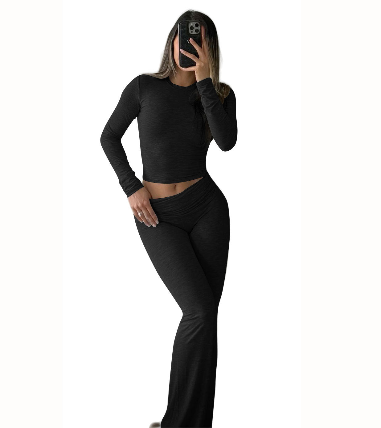 Long Sleeved Foldable Flared Pants Sets