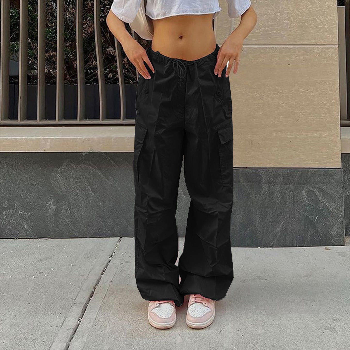 Streetwear Cargohose mit Kordelzug
