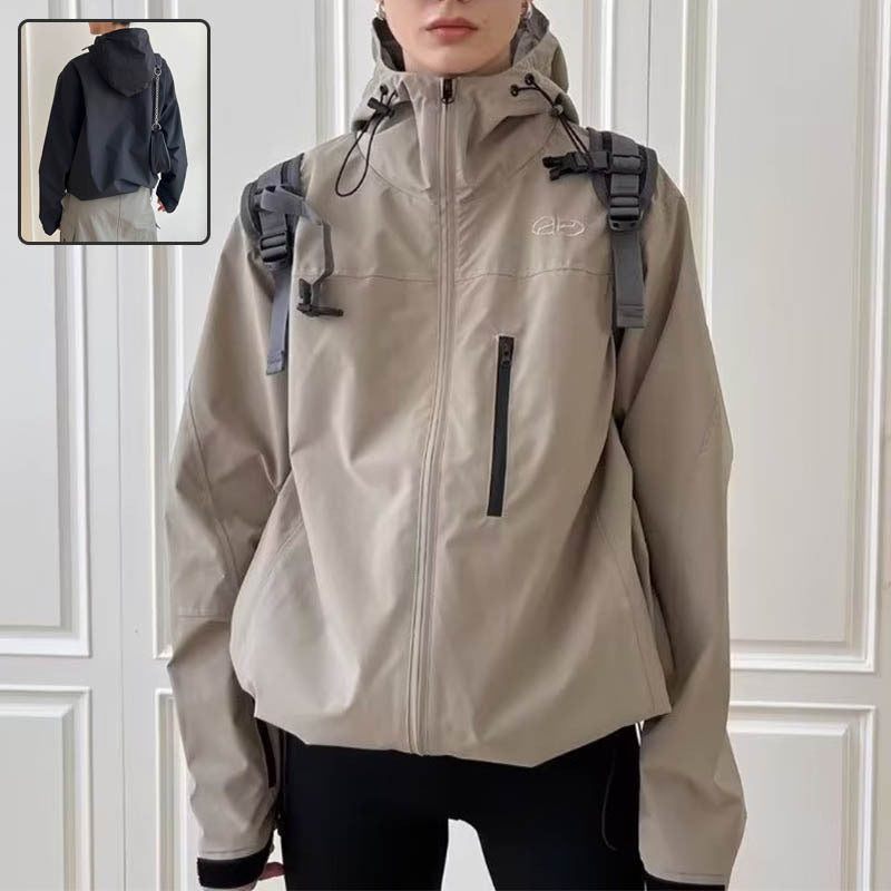 Solid Color Zip-up Jacket Waterproof