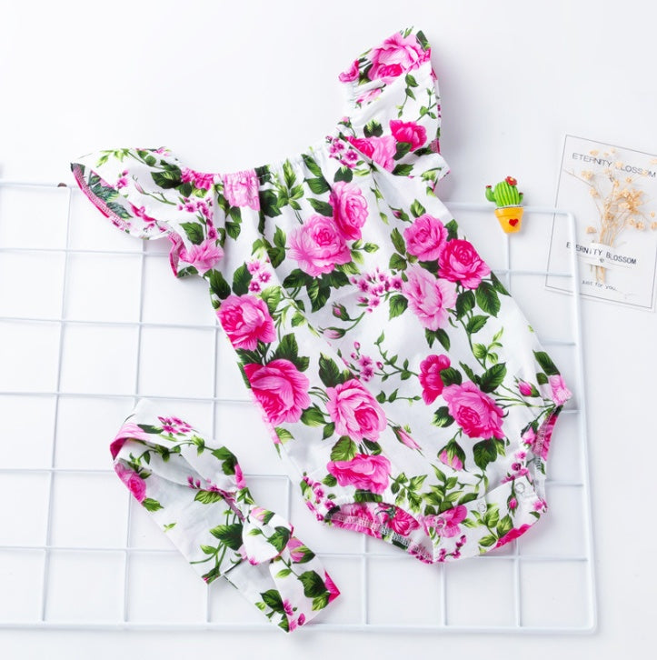 Strampler mit Blumenmuster für Baby Mädchen
