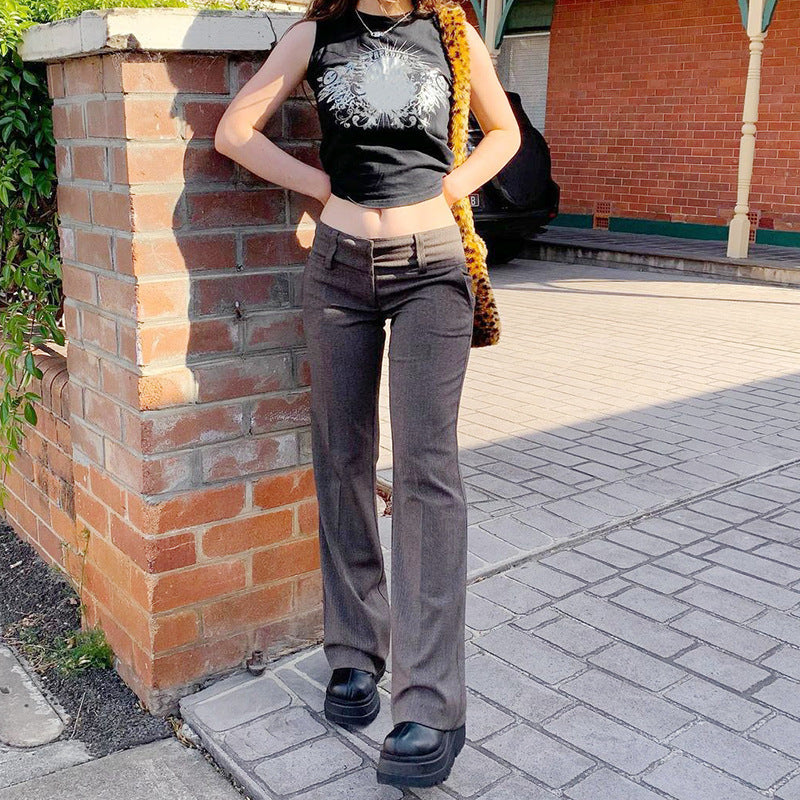 Women's Low Waist Flared Casual Pants