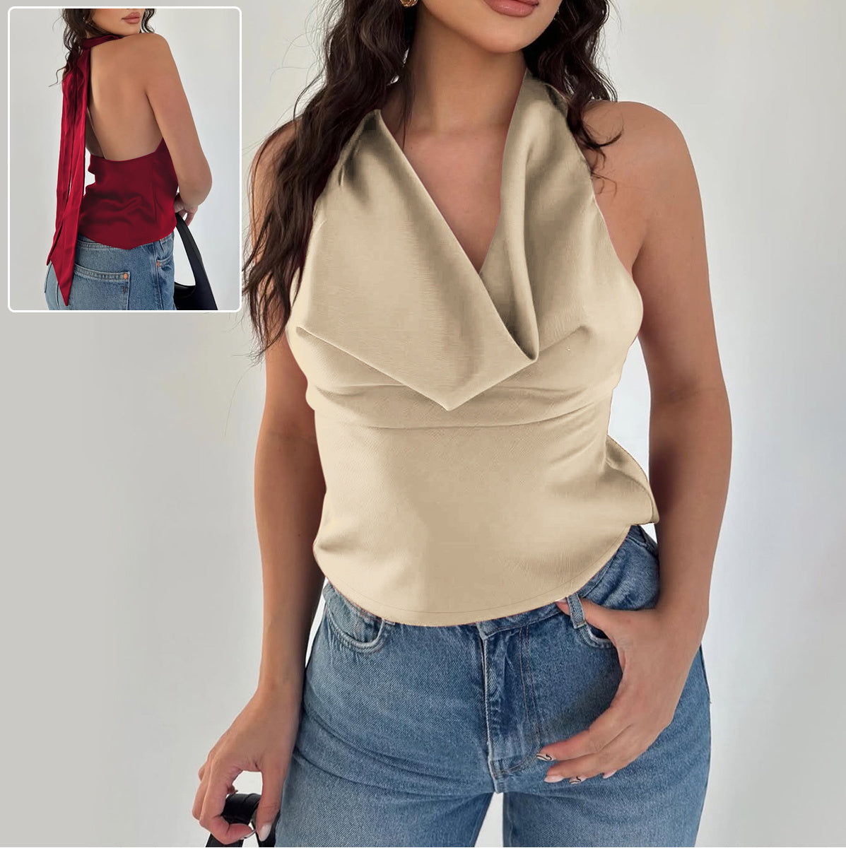 Women's Halter Backless Tied Top