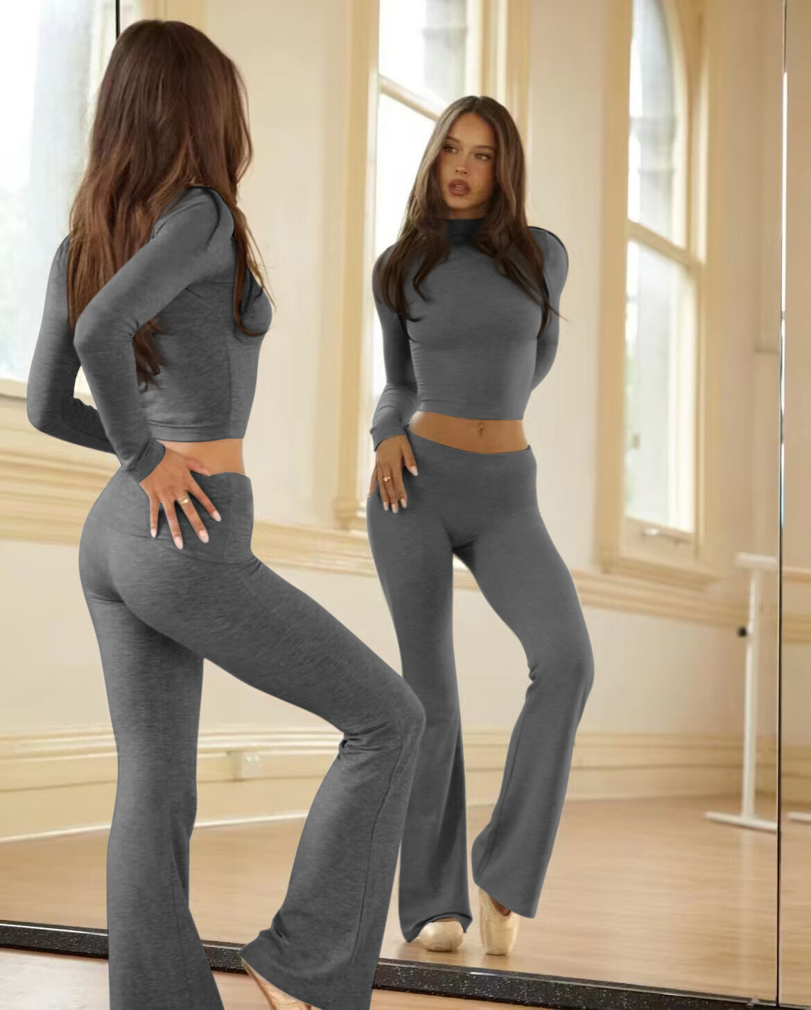 Long Sleeved Foldable Flared Pants Sets