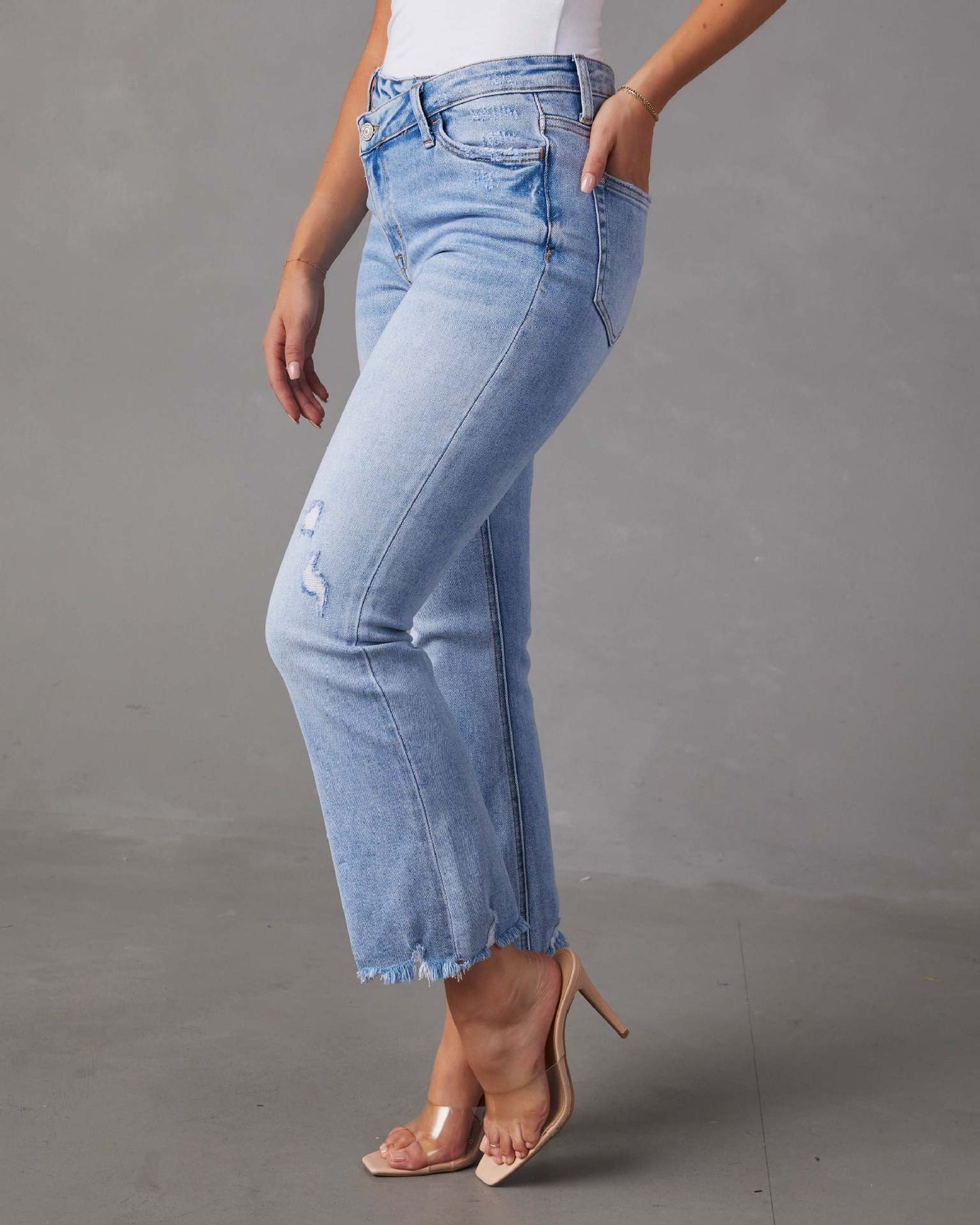 Blue Wash Jeans Button crossover