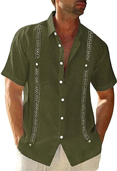 Lässiges kubanisches Guayabera-Hemd für Herren, Streetwear-Designer