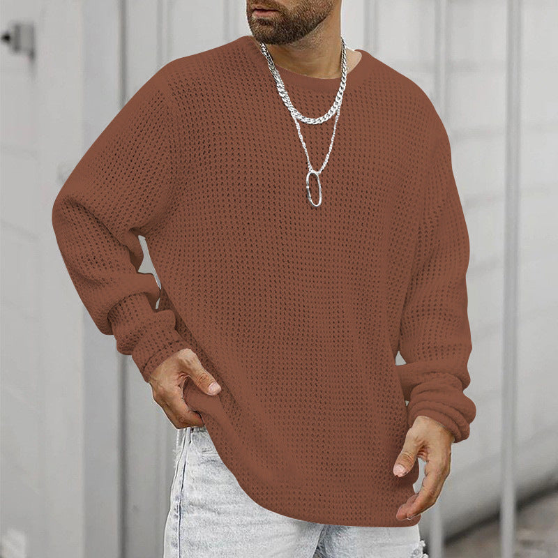 Langarm Rundhals Casual Herren Loose