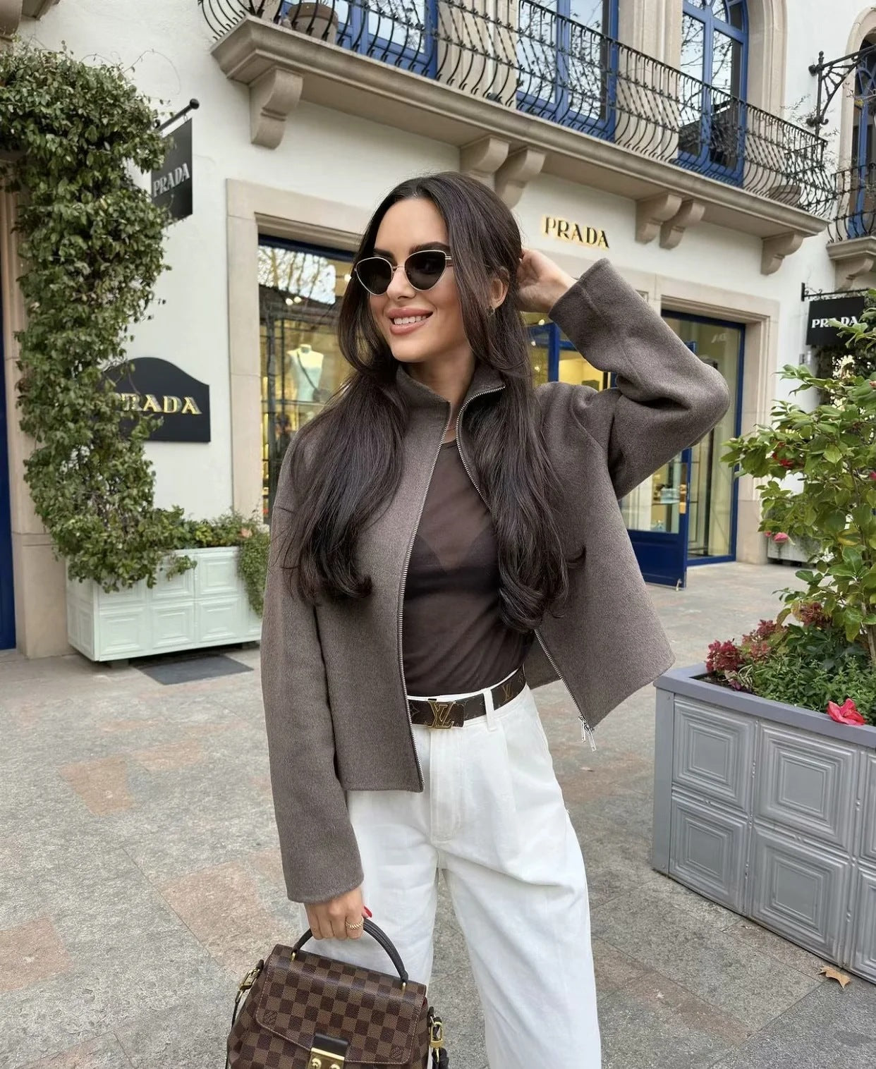 Jacket Stand up Collar Loose Long Sleeve Woolen Coat