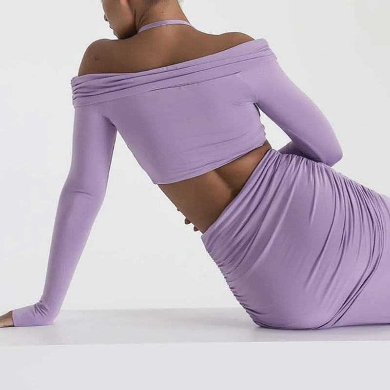 Sexy Bow Wrap Skirt Sets With Back Slit