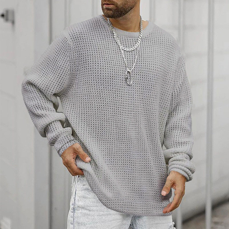 Langarm Rundhals Casual Herren Loose